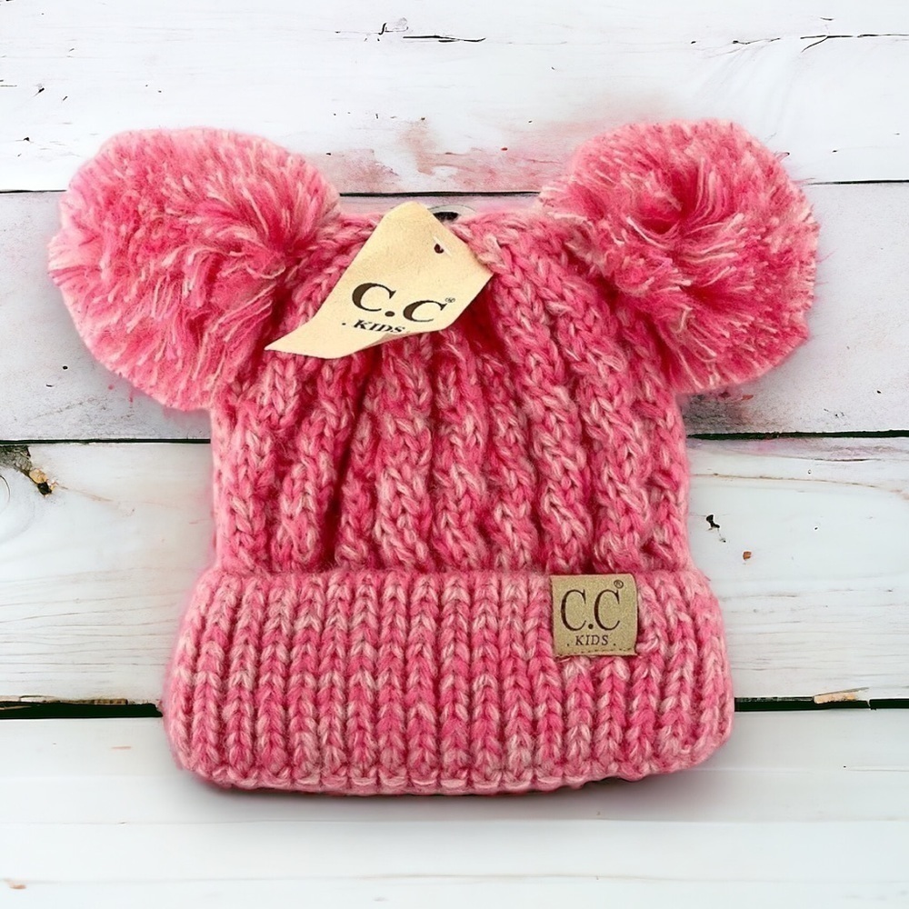 CC Kids Hot Pink Knit Pom Pom Beanie